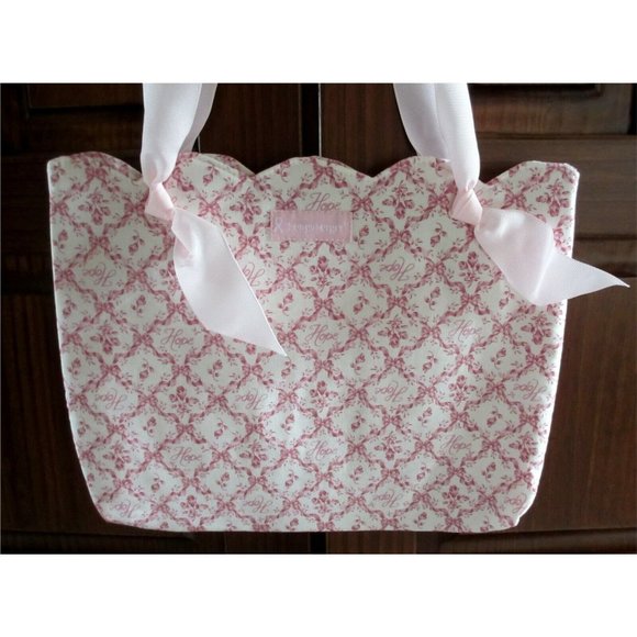 Longaberger Horizon Of Hope Ribbon Pink White Tote - Picture 3 of 4